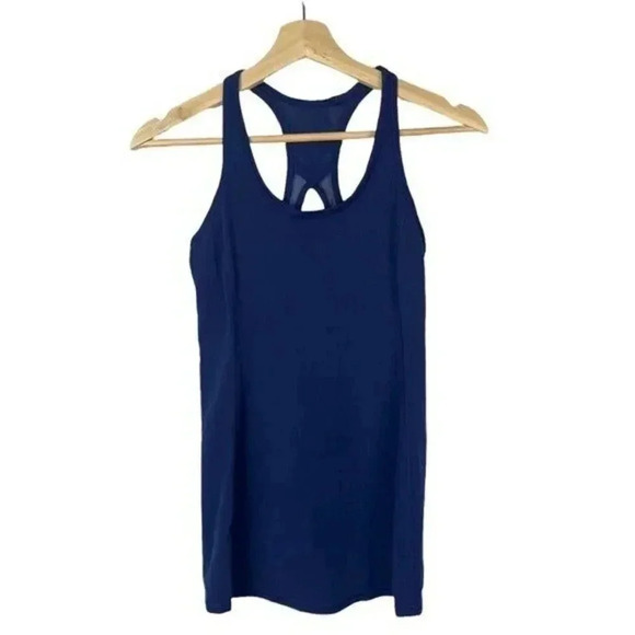 Lululemon Navy Blue Open Racerback Fitted Athletic Tank Top 4 - Picture 1 of 5